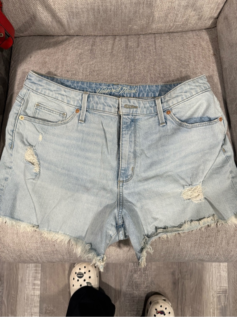 Universal Thread Light Blue Distressed Frayed Denim Shorts